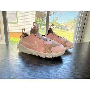Nike Flex Runner 2 Pink White Slip On Sneakers Kids Size 10C Athletic Shoes